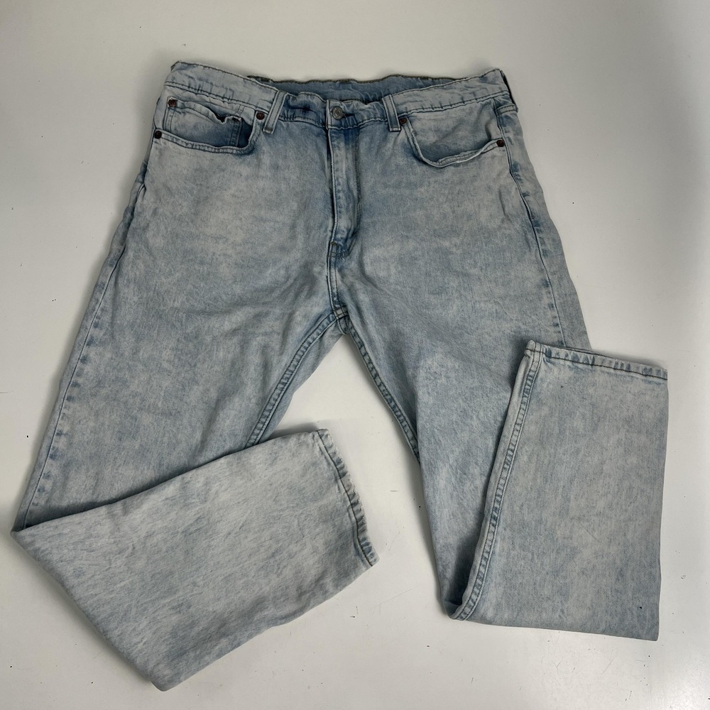 Levis 512 Jeans Mens 38x30 Light Blue Acid Wash Slim Taper Denim Zip Fly